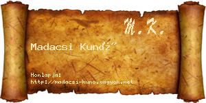 Madacsi Kunó névjegykártya
